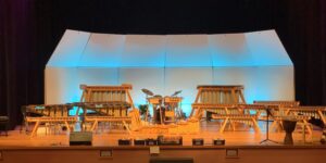 Stage with Marimbas and Drums.